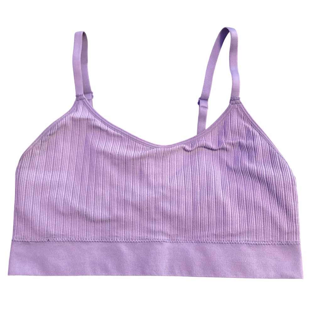 Auden Lightly Lined Bralette Ribbed Seamless Wireless Purple M